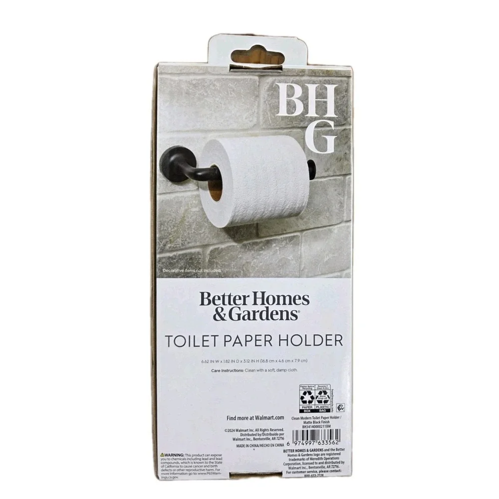 Better Homes & Gardens Toilet Paper Holder in Matte Black Finish